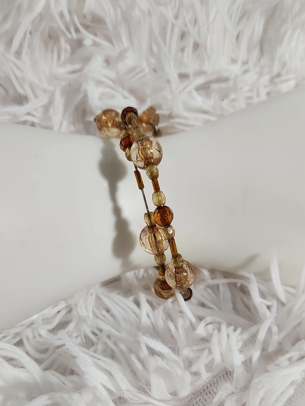 Delicate Amber Glass Bead Bracelet - Women Jewelry